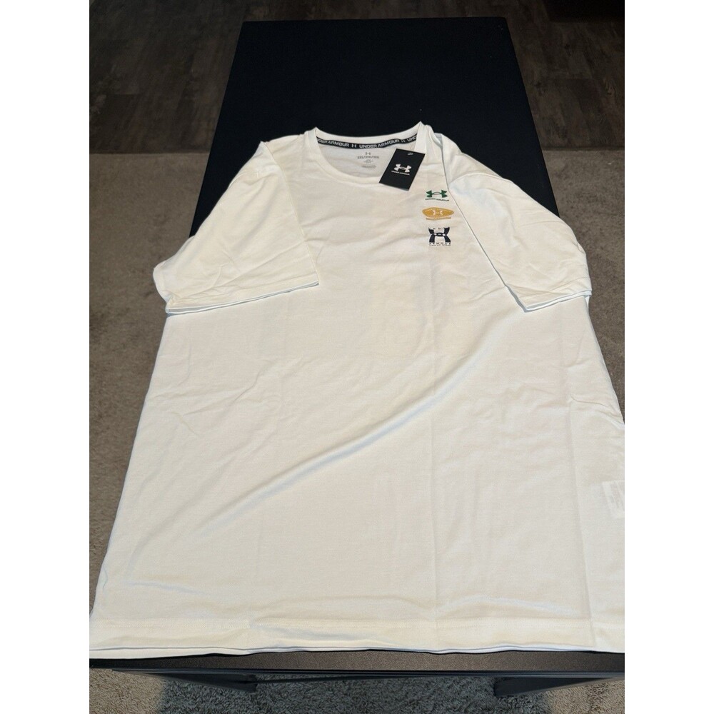 Under Armour Box Logo Graphic T Shirt Men 2XL Loose Green Yellow White NWT